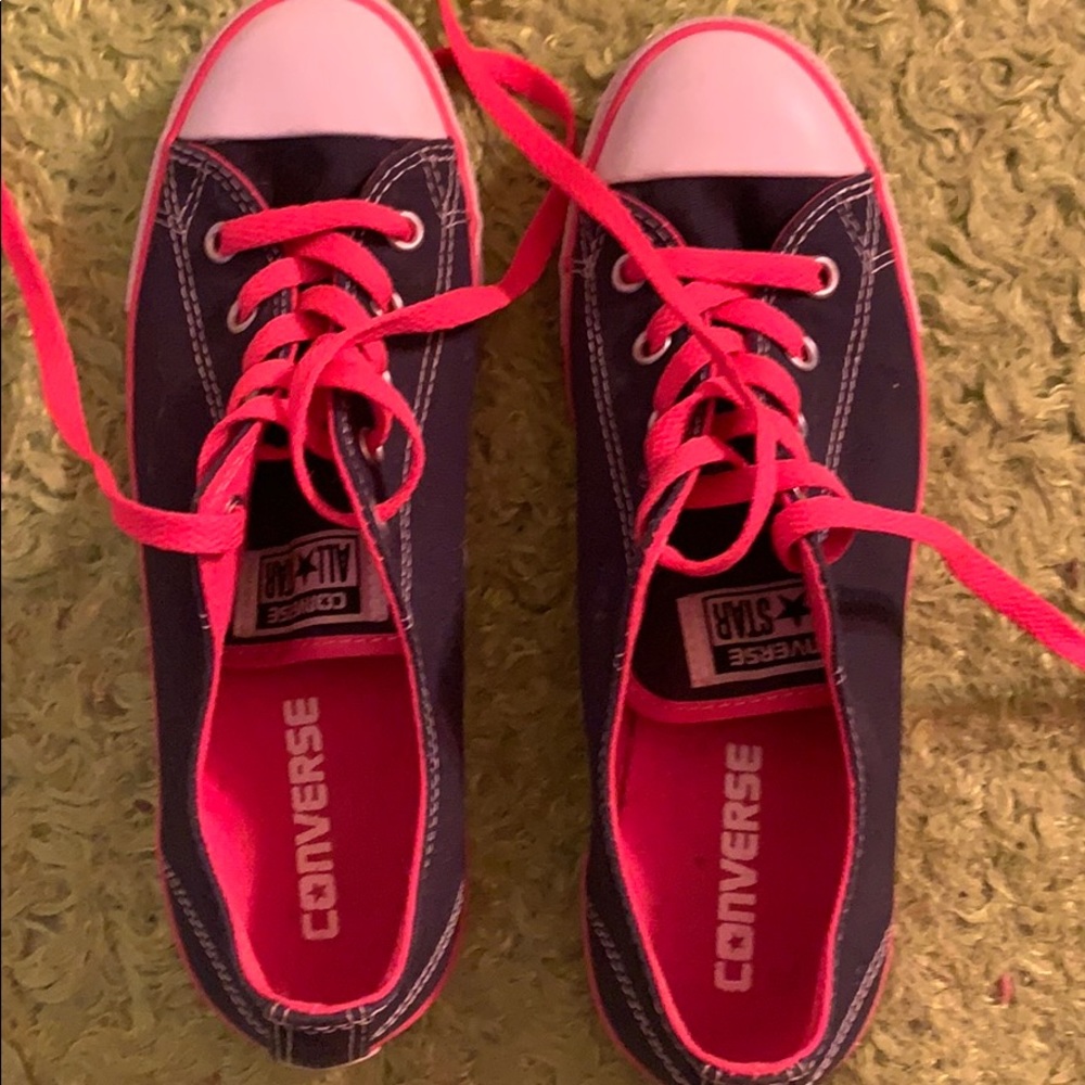 Navy Blue and Pink Converse